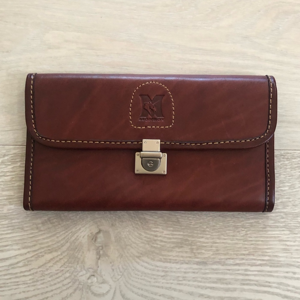 Authentic Monroy Leather Large Tri-fold Brown Wallet